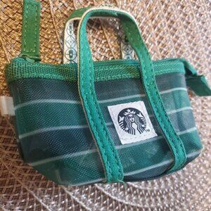 STARBUCKS Taiwan Fisherman's Net Pouch Coin Case W1.9 x H2.9in Green JAPAN NEW